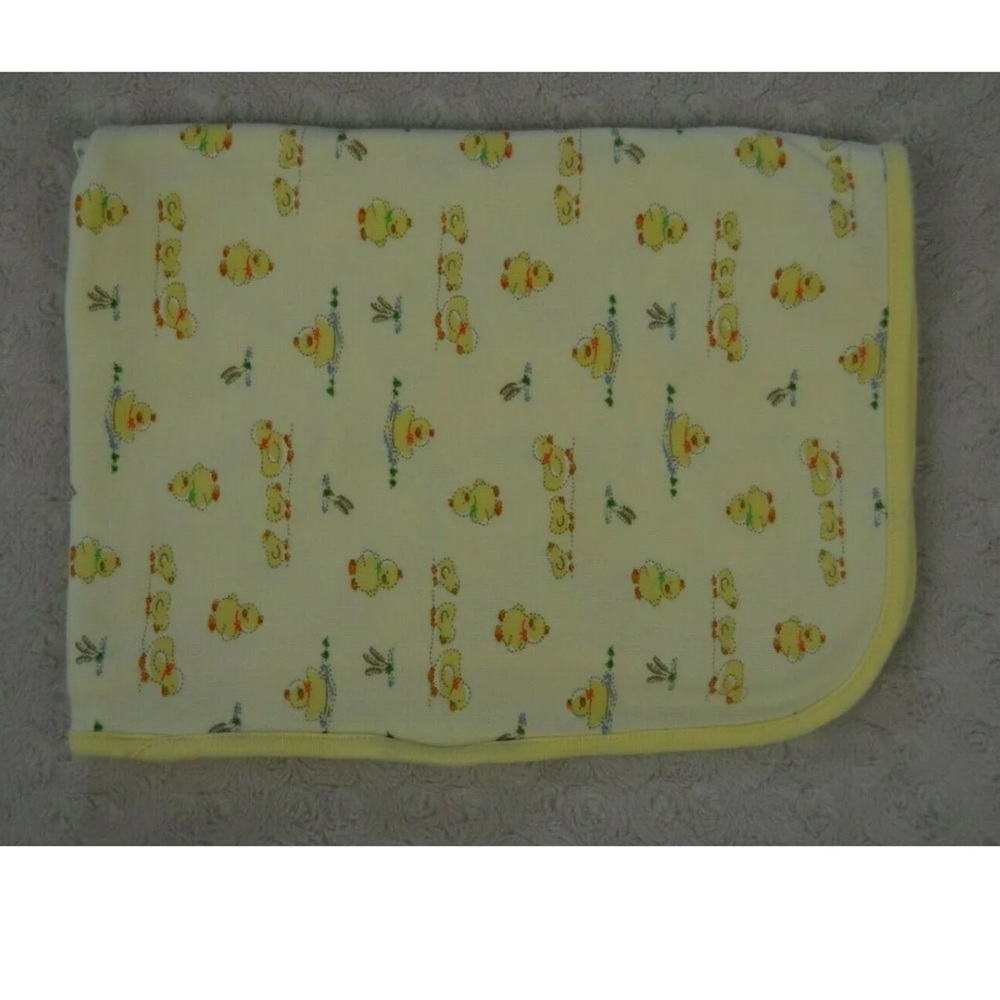 Little Me Yellow Ducks Baby Blanket Lovey Thin Jersey Knit Orange Blue Green